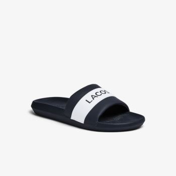 Lacoste Croco Slides Textile Logo - Pantofle Pánské Tmavě Blankyt / Bílé | CZ-IsR8cT